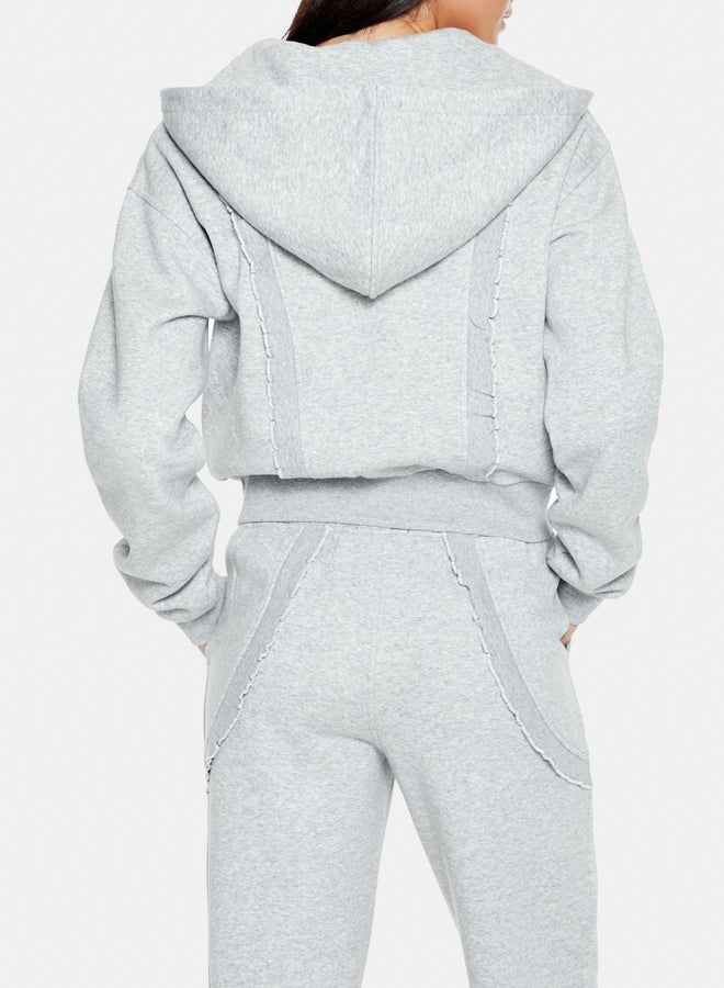 FOREVER 21 Lettuce Edge Zip-Up Hoodie - Image 3