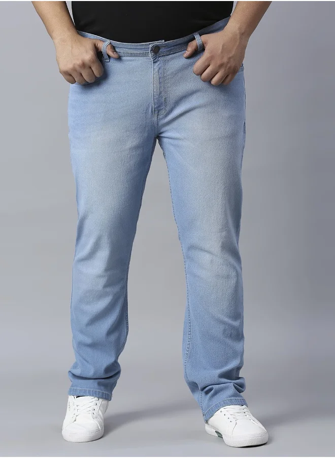 HIGH STAR Plus Size Men Blue Slim Fit Heavy Fade Stretchable Jeans