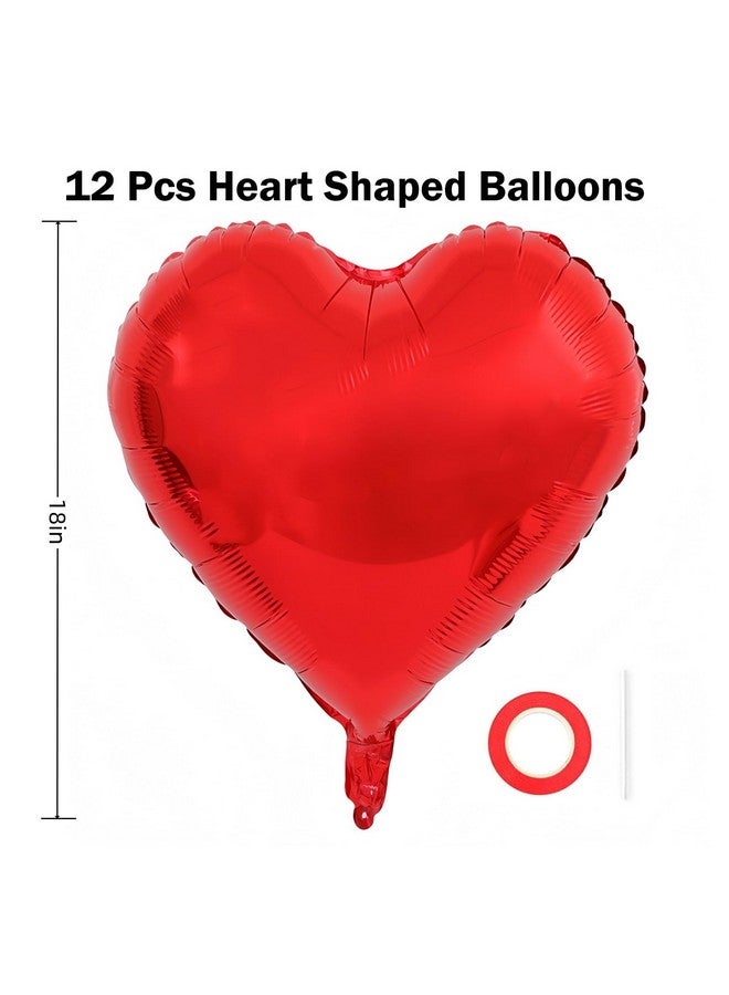 BBPOOL 12Pcs Red Heart Balloons, 18 Inch, Love Balloons for Valentine's Day, Wedding, Birthday Decorations - Image 2