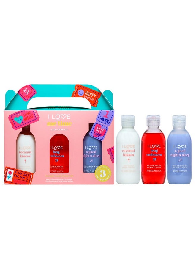 I LOVE Me Time Pamper Pack Self Care Kit At Home Spa Kit With Shower Gel And Body Souffle Cherry Lavender And Coconut Fragrance 3 Pc  - Image 1