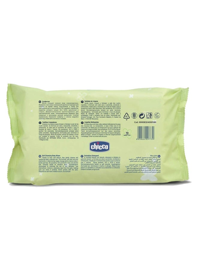 Chicco Baby Moments Soft Cleansing Baby Wipes, Ideal for Nappy, Face and Hand, Dermatologically Tested, Paraben Free, Sticker Pack (72 Sheets) - Image 2