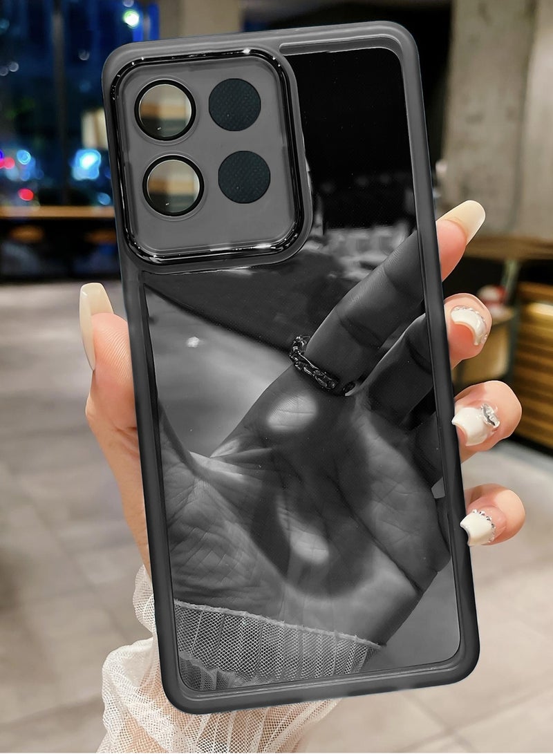 Wtech Motorola Moto G56 5G 2025 Soft Transparent TPU Camera Protection Silicone Ultra Thin Phone Stylish Electroplated Camera Border Back Case Cover - Black - Image 2