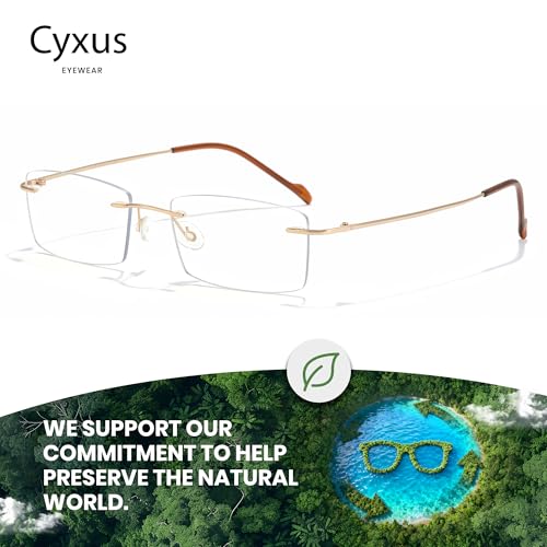 Cyxus Titanium Blue Light Glasses for Men Blue Light Blocking Eyewear Ultra Light Anti Eye Strain Rimless Eyeglasses Reduce Headache - Image 4