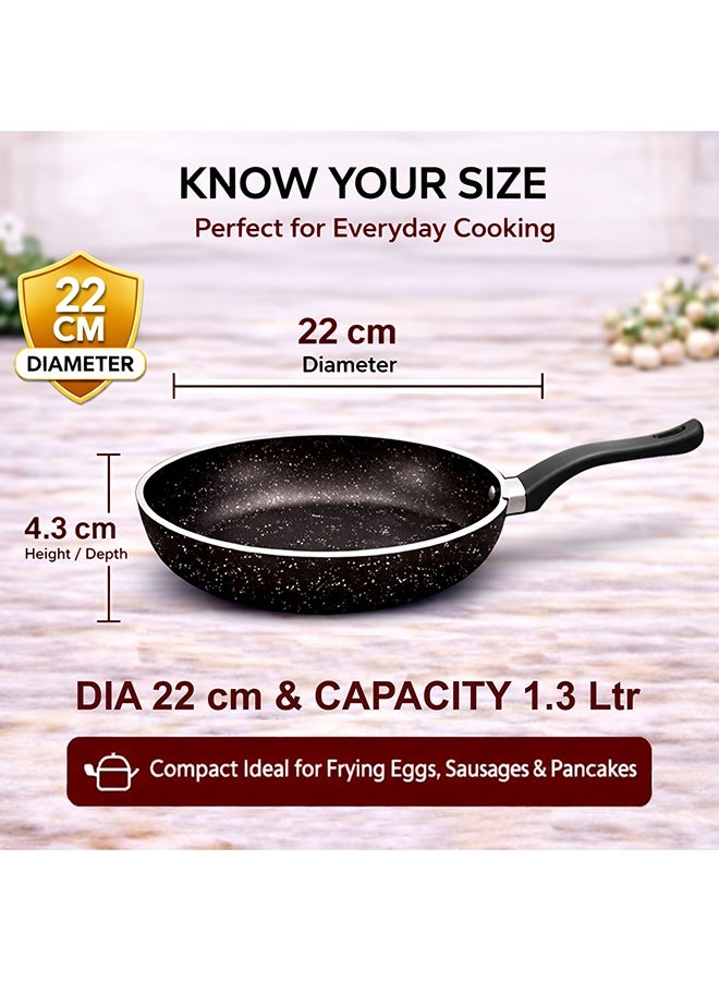 SONEX Classic Non Stick Fry Pan 22 cm (1.3 Ltr), Granite Coated Frying Pan Skillet, PFOA Free, Dishwasher Safe, Even Heat, Ergonomic Handle - Image 2