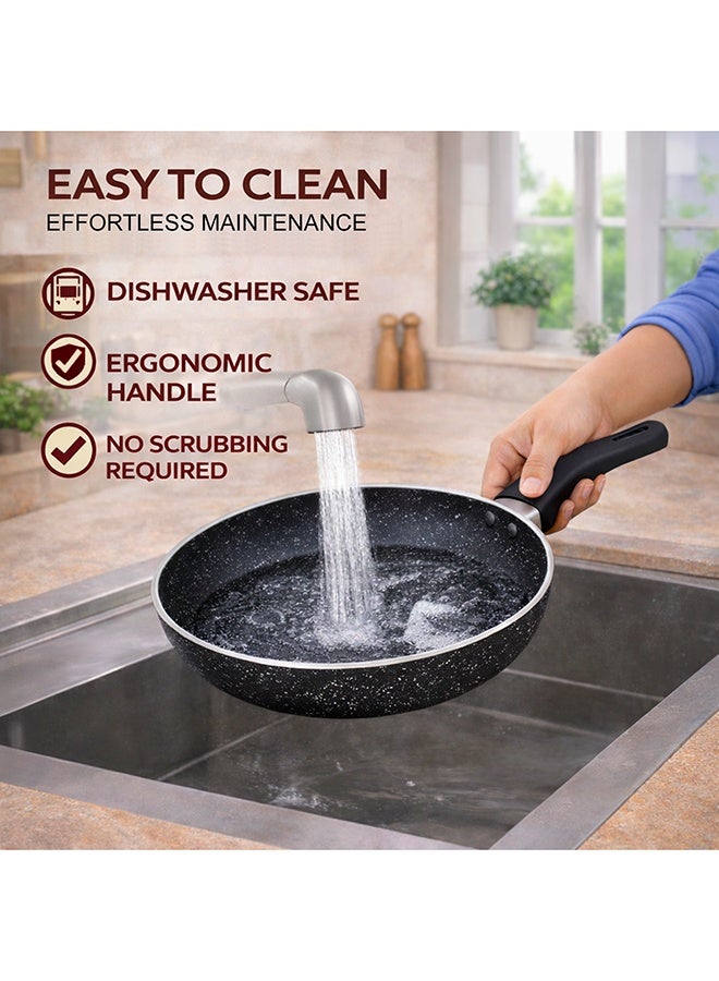 SONEX Classic Non Stick Fry Pan 22 cm (1.3 Ltr), Granite Coated Frying Pan Skillet, PFOA Free, Dishwasher Safe, Even Heat, Ergonomic Handle - Image 5