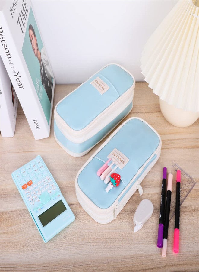 Foldable pencil case with zipper, large capacity aesthetic canvas pencil case, pencil case for children, boys and girls, study supplies, compartment makeup bag, stationery storage box - Image 4