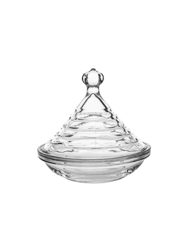 Glass Candy Dish with Lid Decorative Storage Bowl - Image 1