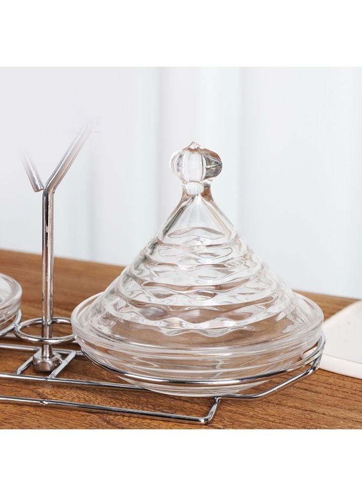 Glass Candy Dish with Lid Decorative Storage Bowl - Image 2