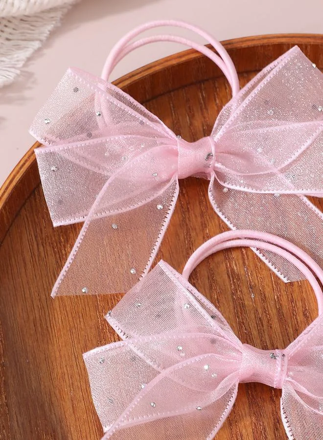 Take Two Pack of 2 - Pink Bow Hair Ties