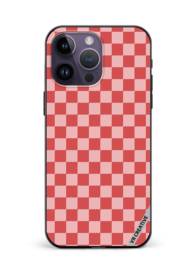 VR CREATIVE Protective Case Cover For Apple iPhone 16 Pro Red Checkerboard Abstract Textured Checkers Design Multicolour - Image 1