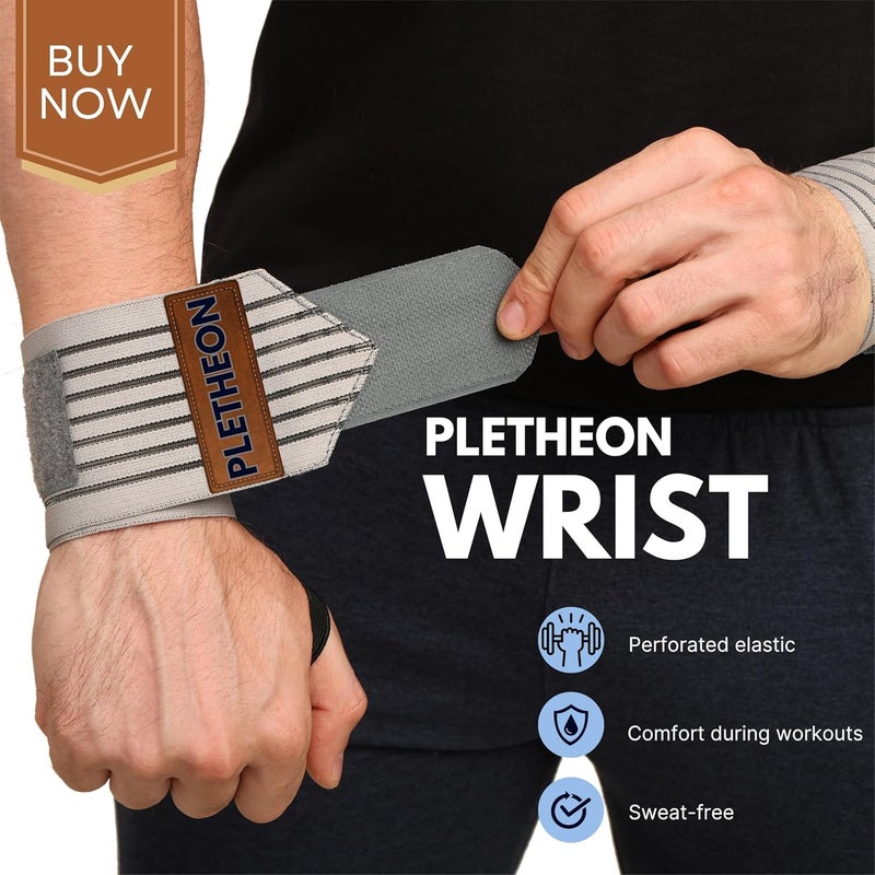 PLETHEON Wrist Support Band for Gym, Workout & Weightlifting | Adjustable Wrist Strap for Men & Women | Pain Relief & Wrist Stability for Fitness & Sports (VENTILATED GREY) - Image 2