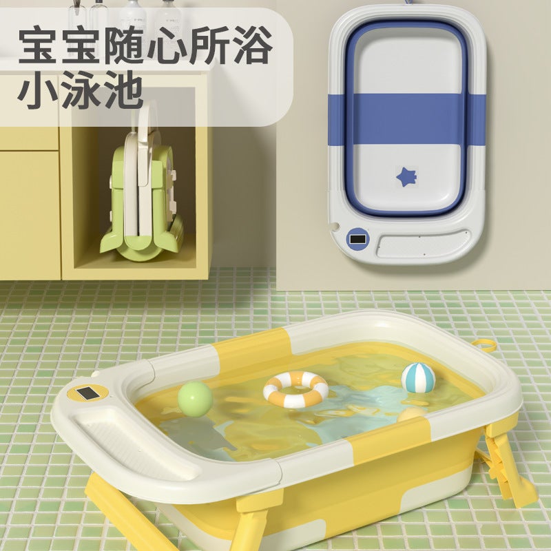 New Infant Three Folding Bath Tub Large Portable Baby Bath Tub Home Sitting And Lying Children Bath Tub - Image 4