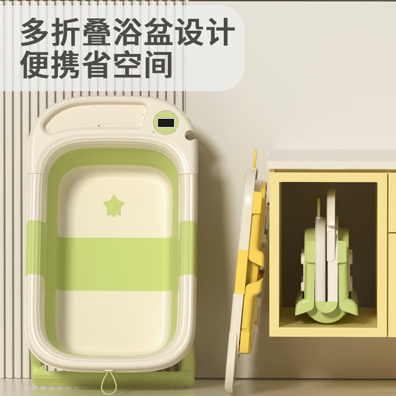 New Infant Three Folding Bath Tub Large Portable Baby Bath Tub Home Sitting And Lying Children Bath Tub - Image 3