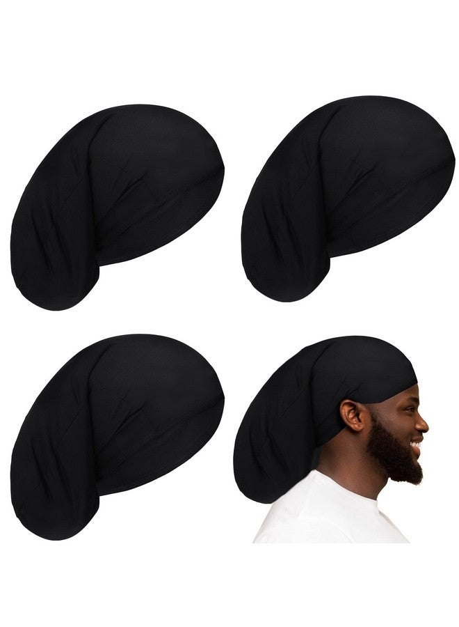 Tatuo 4 Pieces Unisex Dreadlock Cap Long Hair Dreads Head Wrap Sleeping Cap Hair Accessories Sleep Bonnet For Men Women (Black) - Image 1