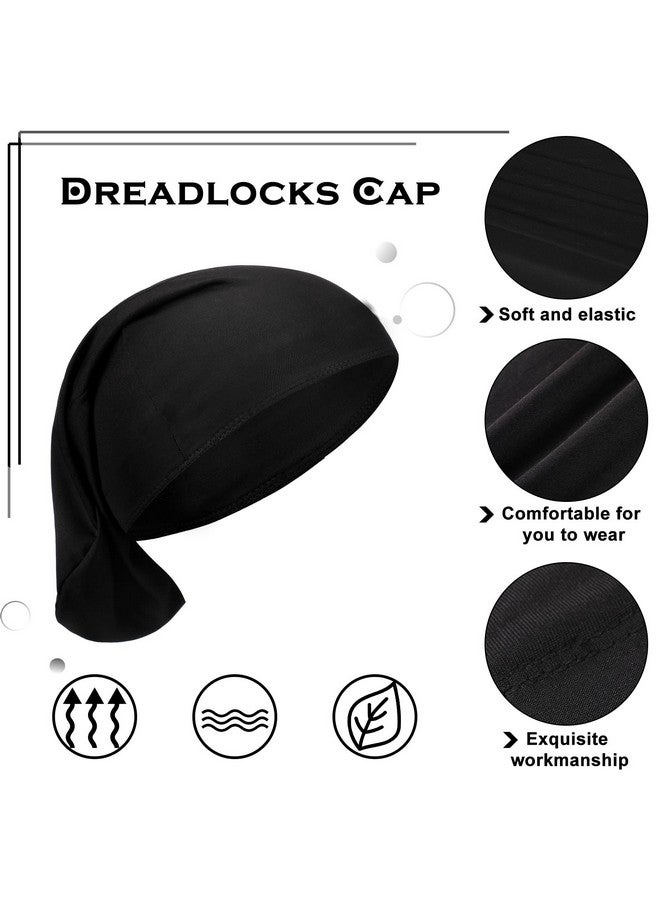 Tatuo 4 Pieces Unisex Dreadlock Cap Long Hair Dreads Head Wrap Sleeping Cap Hair Accessories Sleep Bonnet For Men Women (Black) - Image 5