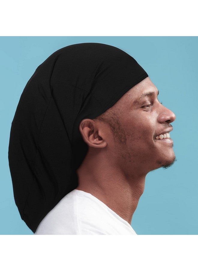 Tatuo 4 Pieces Unisex Dreadlock Cap Long Hair Dreads Head Wrap Sleeping Cap Hair Accessories Sleep Bonnet For Men Women (Black) - Image 3