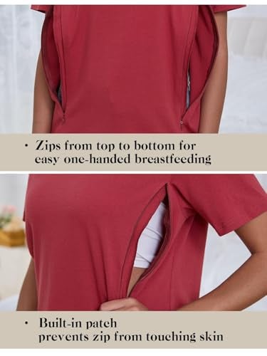 Liu & Qu 3-Pack Breastfeeding Shirts for Women with Hidden Zippers Short Sleeve Maternity Nursing Tops - Image 4