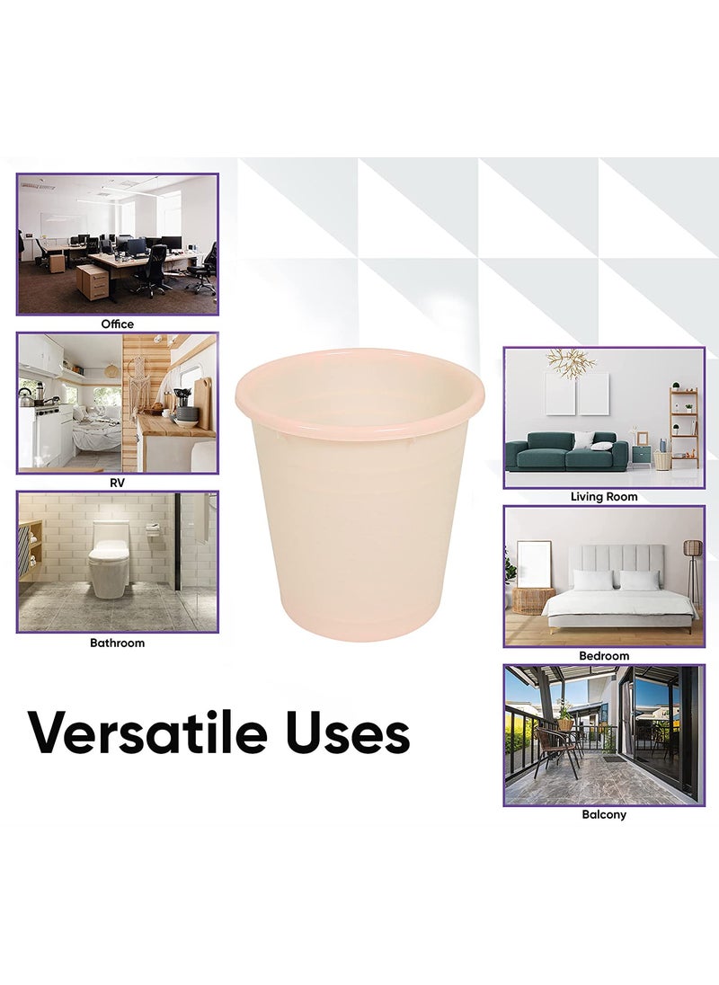Kuber Industries Kuber Industries Plastic DustbinPortable Garbage Basket Round Trash Can for HomeKitchenOfficeCollege10 LtrCream  - Image 5