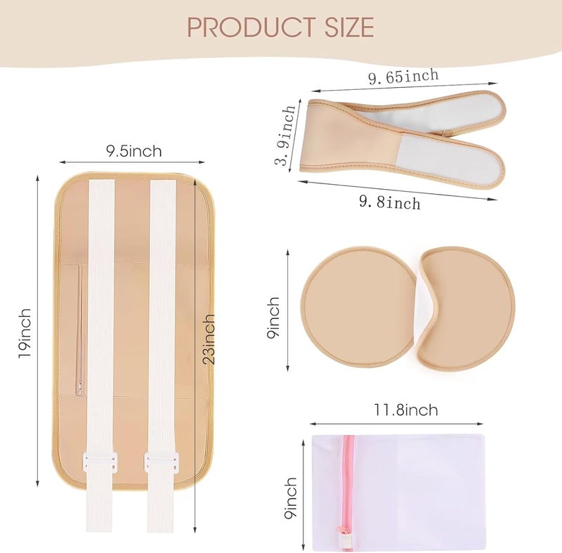 MQUPIN 10Pcs Castor Oil Pack Kit with Adjustable Strap, Reusable Organic Cotton Wrap for Full Body, Waist to Feet, Hot/Cold Therapy with Ice Bag Pocket Design (4-B) - Image 5