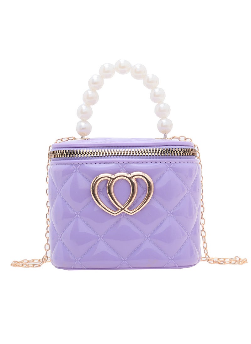 Generic Fashionable 2024 New Childrens Handbag Pearl Small Size Womens Backpack Spring Summer Jelly Makeup Bag Motorcycle Equipment Ac Purple 