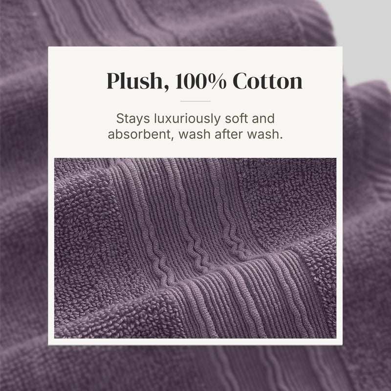Modern Threads Floral Trail 6-Piece 100% Cotton Towel Set â€“ Reversible Yarn Dyed Jacquard â€“ Includes 2 Bath Towels, 2 Hand Towels, 2 Washcloths â€“ Absorbent, Quick Dry, Soft & Durable â€“ Purple - Image 5