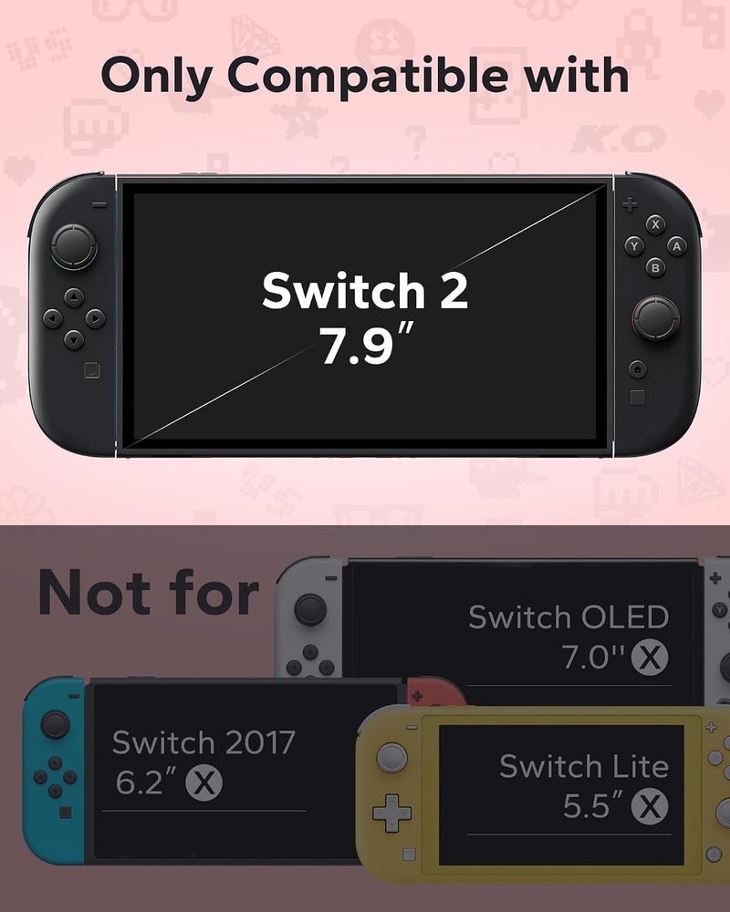 Jemdo Textured Grip Protective Case Compatible with Nintendo Switch 2 (2025) - Cute Pink Strawberry Design, Matte Shockproof TPU Shell with Anti-Slip Handles, Ergonomic & Comfort Slim Back Cover - Image 2