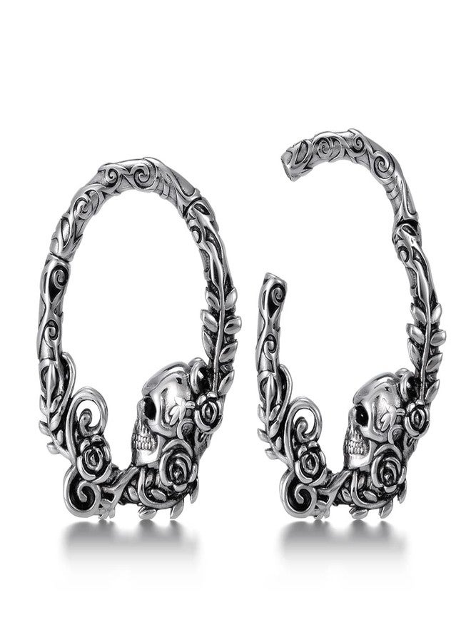 ERKUOO 1 Pair Skull Ear Weights Hangers for Stretched Ears Gauges Ear Plugs Body Piercing Tunnels Anti-allergic Hoop Dangle Gauges Tunnles Earrings 4g(5mm) - Image 1