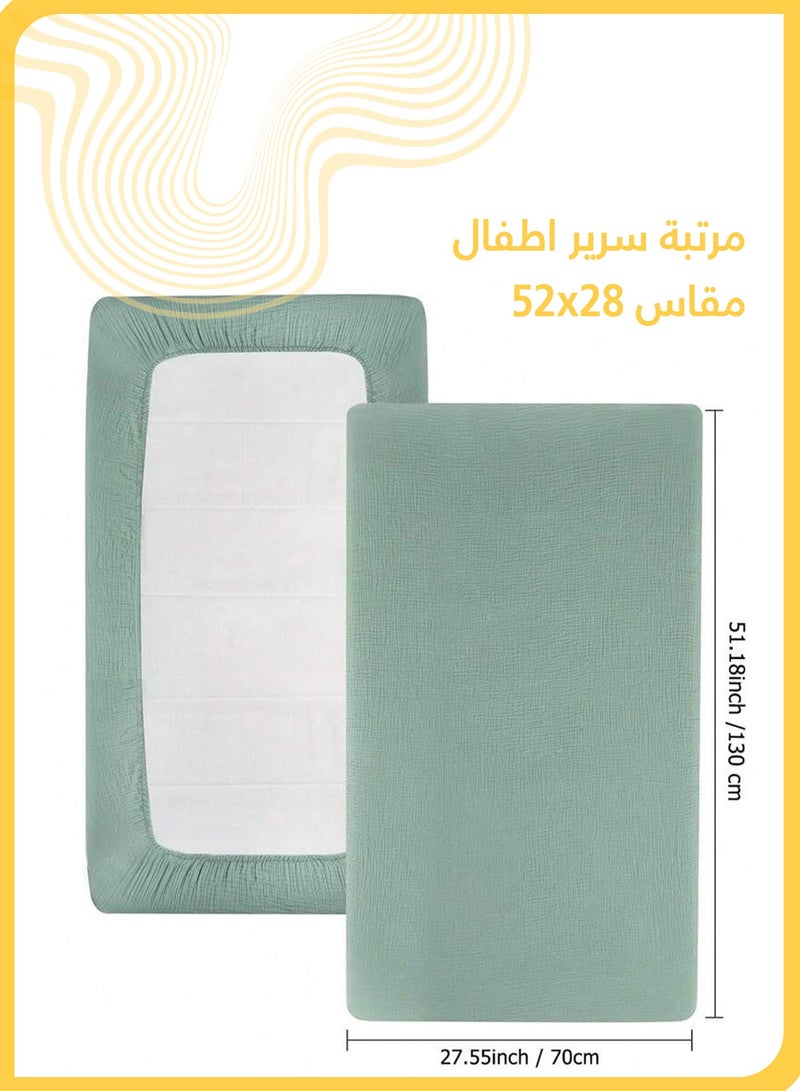 Beauenty Baby Bassinet Sheets, 100% Soft  Breathable Cotton, Fits Rectangle/Round/Oval/Hourglass Mattresses, Deep Pocket Design, Easy to Wash  Durable, Perfect for Newborns, Suitable for Summer  Winter （Green) - Image 4