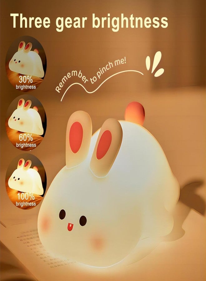 AMAZOPY Big Face Rabbit Silicone Night Light | Cute Bunny Lamp with Pat-to-Light, 3-Level Dimming, Rechargeable USB Type-C, Timer Function | for Baby Children Toddlers Women Teen Girls Gift (Rabbit) - Image 5