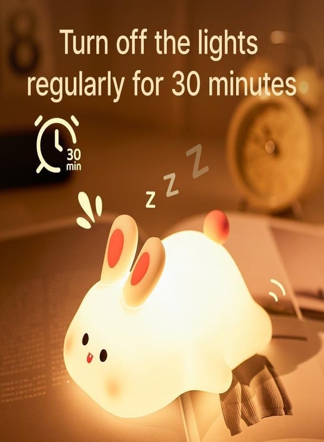 AMAZOPY Big Face Rabbit Silicone Night Light | Cute Bunny Lamp with Pat-to-Light, 3-Level Dimming, Rechargeable USB Type-C, Timer Function | for Baby Children Toddlers Women Teen Girls Gift (Rabbit) - Image 4