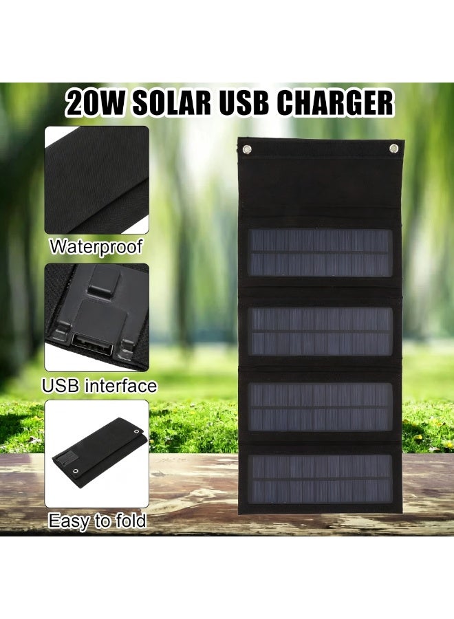 Manopola 20W Fold Solar Panel Charging Bag Folding Bag Foldable Monocrystalline Solar Panel for Outdoor Cam Hiking Charging Black for Home Use (Black) - Image 5