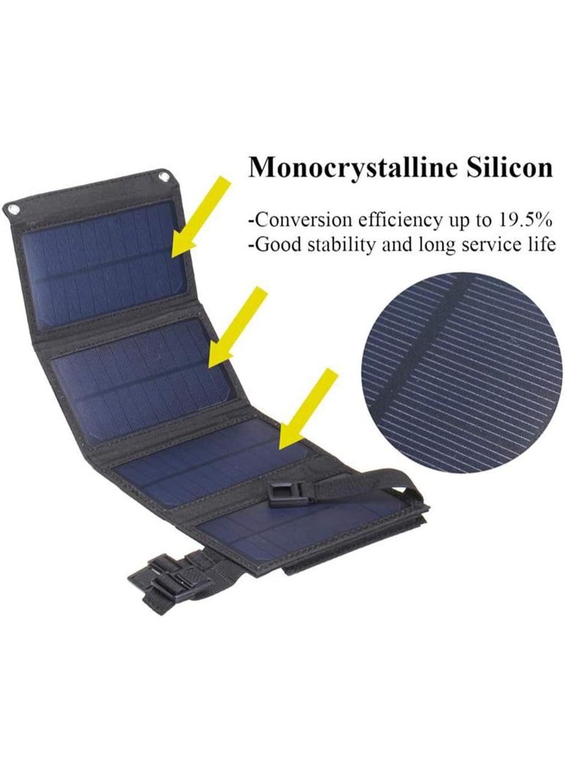 Manopola 20W Fold Solar Panel Charging Bag Folding Bag Foldable Monocrystalline Solar Panel for Outdoor Cam Hiking Charging Black for Home Use (Black) - Image 4