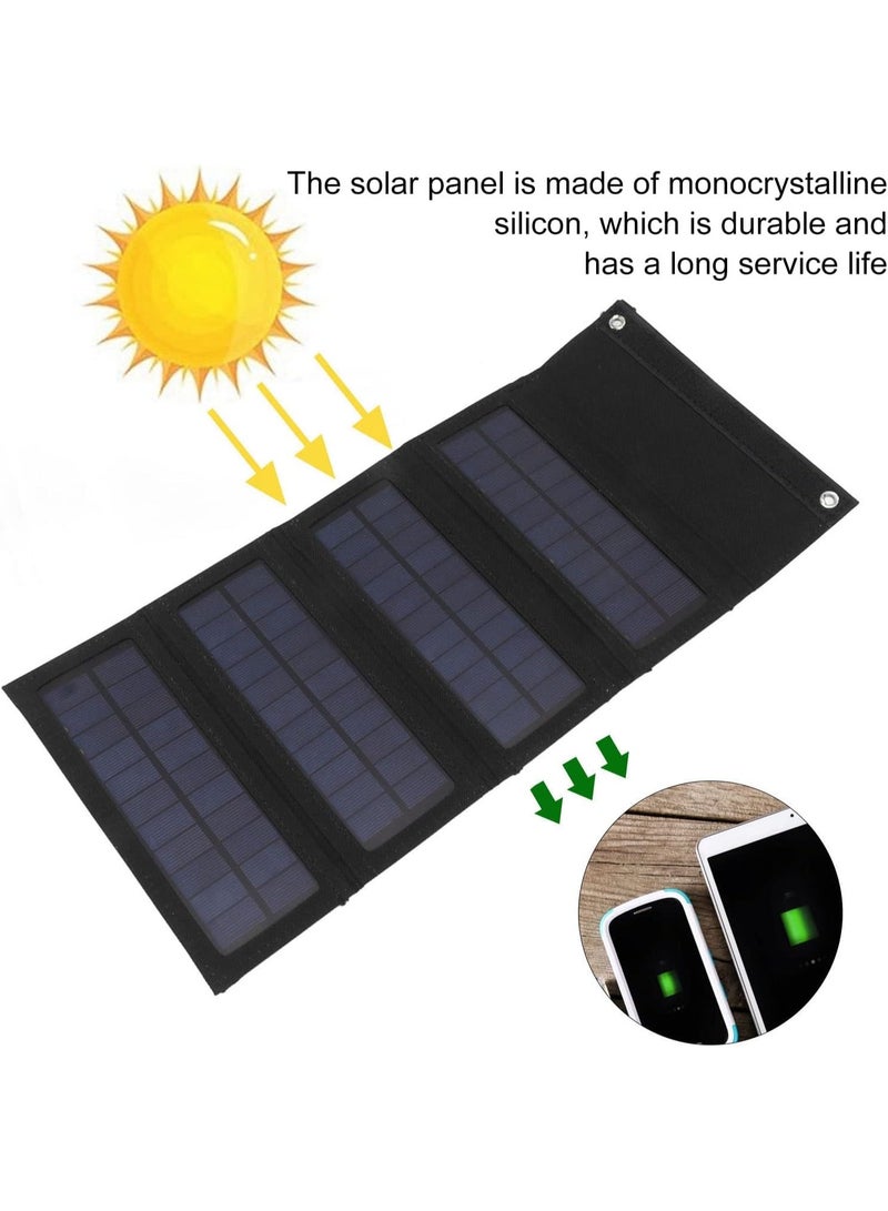 Manopola 20W Fold Solar Panel Charging Bag Folding Bag Foldable Monocrystalline Solar Panel for Outdoor Cam Hiking Charging Black for Home Use (Black) - Image 2