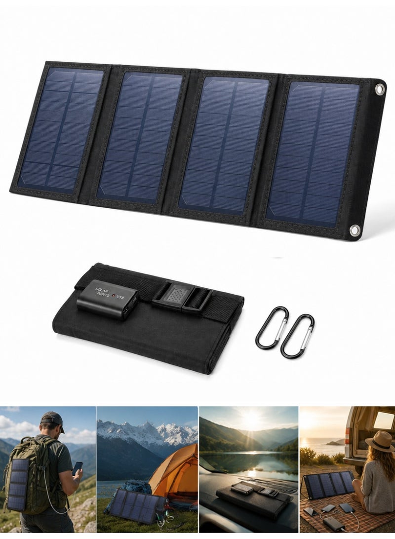 Manopola 20W Fold Solar Panel Charging Bag Folding Bag Foldable Monocrystalline Solar Panel for Outdoor Cam Hiking Charging Black for Home Use (Black) - Image 1