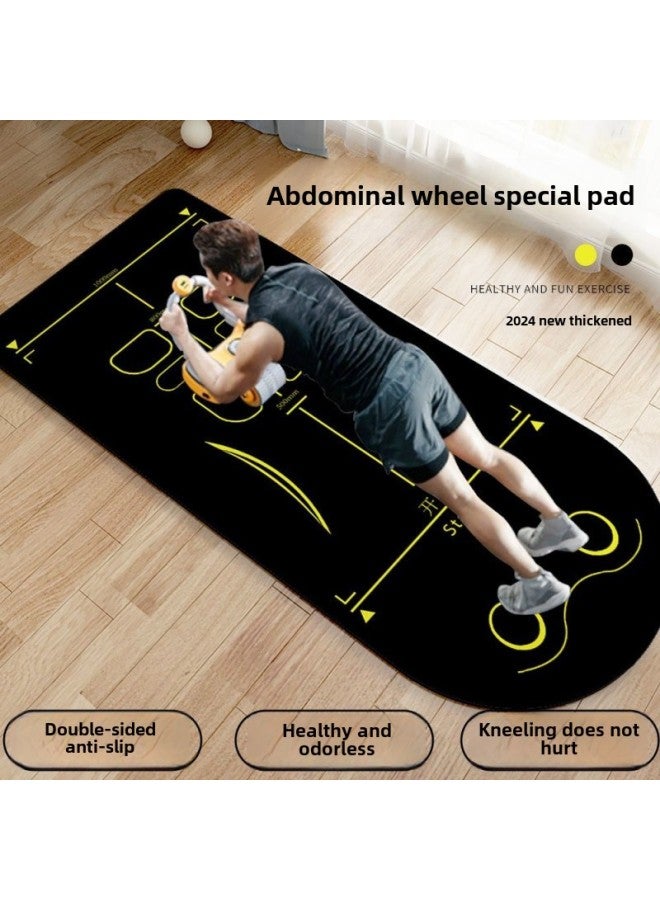 Q3Y Abdominal Wheel Special Mat Physical Training Mat Abdominal Wheel Mat Yoga Men's Fitness Mat Thickened Shock Absorption-Size:Gilt Black#02 (axg-97)-ready To Make Lianluo Overcome  - Image 1