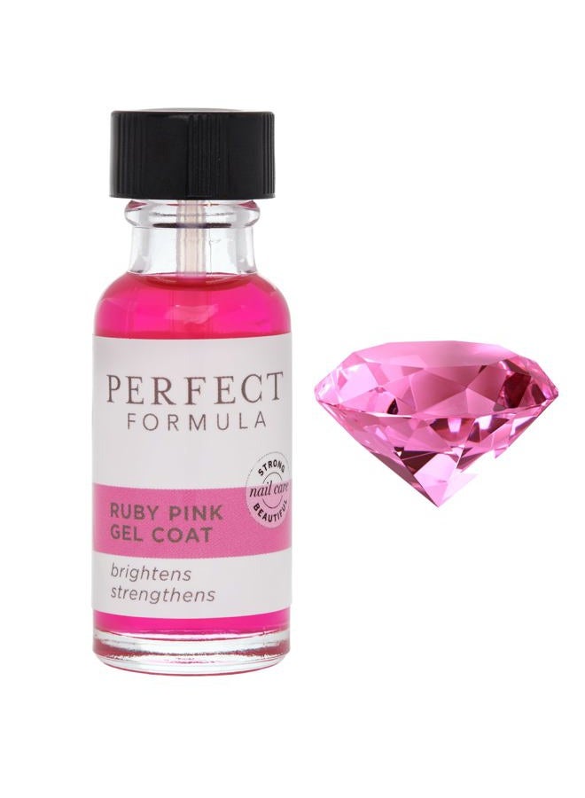 Perfect Formula طلاء جل وردي روبي - مقوي أظافر، علاج أظافر بالكيراتين، طلاء أظافر جل بلون الحجر الكريم الوردي - مقوي أظافر للأظافر التالفة - صنع في الولايات المتحدة الأمريكية 0.60 أونصة سائلة. - Image 1