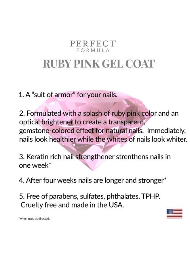 Perfect Formula طلاء جل وردي روبي - مقوي أظافر، علاج أظافر بالكيراتين، طلاء أظافر جل بلون الحجر الكريم الوردي - مقوي أظافر للأظافر التالفة - صنع في الولايات المتحدة الأمريكية 0.60 أونصة سائلة. - Image 2