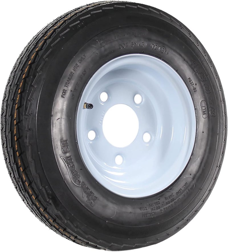 eCustomRim إطار مقطورة مزدوج على الجنط 480X8 4.80-8 480-8 نطاق الحمولة C 5 مسمار عجلة بيضاء - ضمان لمدة عامين مع خدمة الطريق المجانية - Image 3