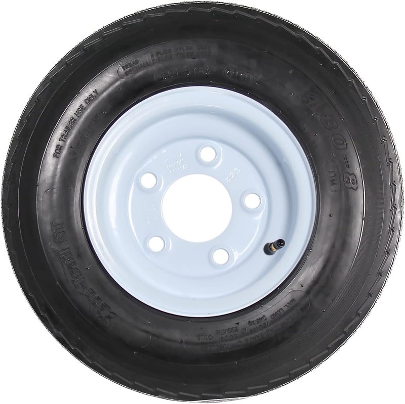 eCustomRim إطار مقطورة مزدوج على الجنط 480X8 4.80-8 480-8 نطاق الحمولة C 5 مسمار عجلة بيضاء - ضمان لمدة عامين مع خدمة الطريق المجانية - Image 2