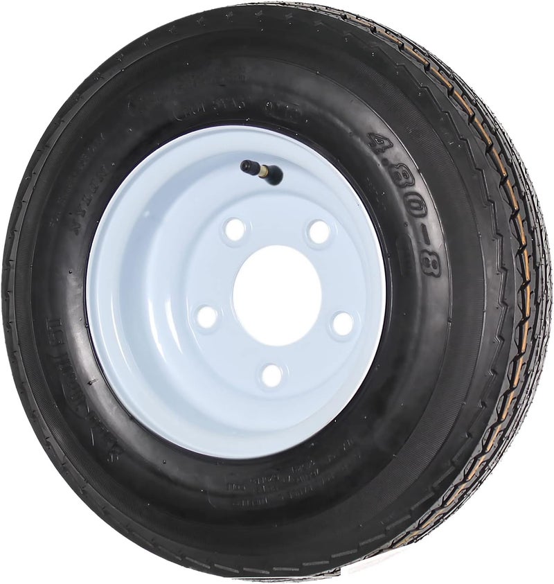eCustomRim إطار مقطورة مزدوج على الجنط 480X8 4.80-8 480-8 نطاق الحمولة C 5 مسمار عجلة بيضاء - ضمان لمدة عامين مع خدمة الطريق المجانية - Image 4