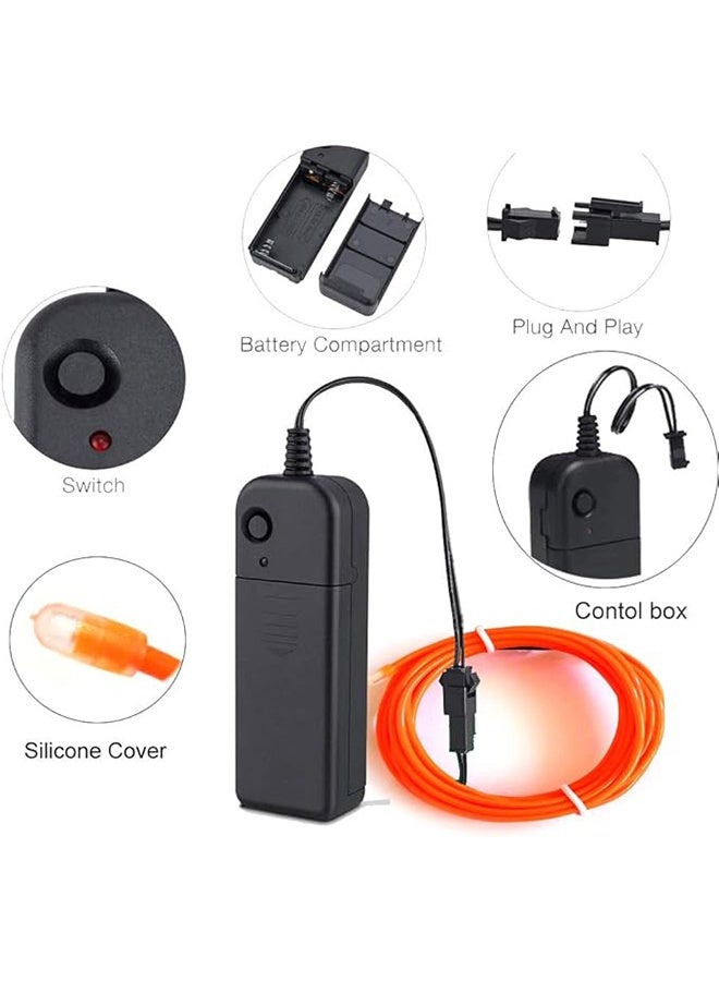 EL Line Orange ، / 1 متر حزمة بطارية محمولة ضوء نيون مع ضوء حبل مضيء قابل للقص بزاوية 360 درجة مناسب للحفلات ، ديكور DIY - Image 2