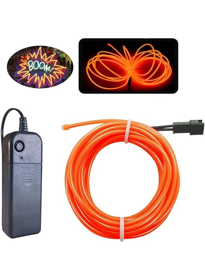 EL Line Orange ، / 1 متر حزمة بطارية محمولة ضوء نيون مع ضوء حبل مضيء قابل للقص بزاوية 360 درجة مناسب للحفلات ، ديكور DIY - Image 1