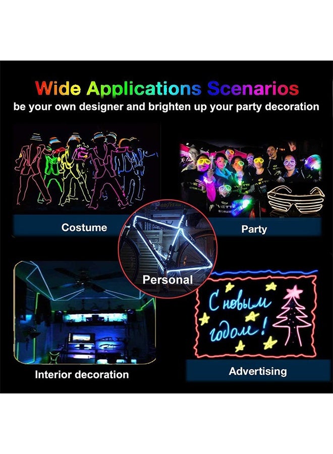 EL Line Orange ، / 1 متر حزمة بطارية محمولة ضوء نيون مع ضوء حبل مضيء قابل للقص بزاوية 360 درجة مناسب للحفلات ، ديكور DIY - Image 5