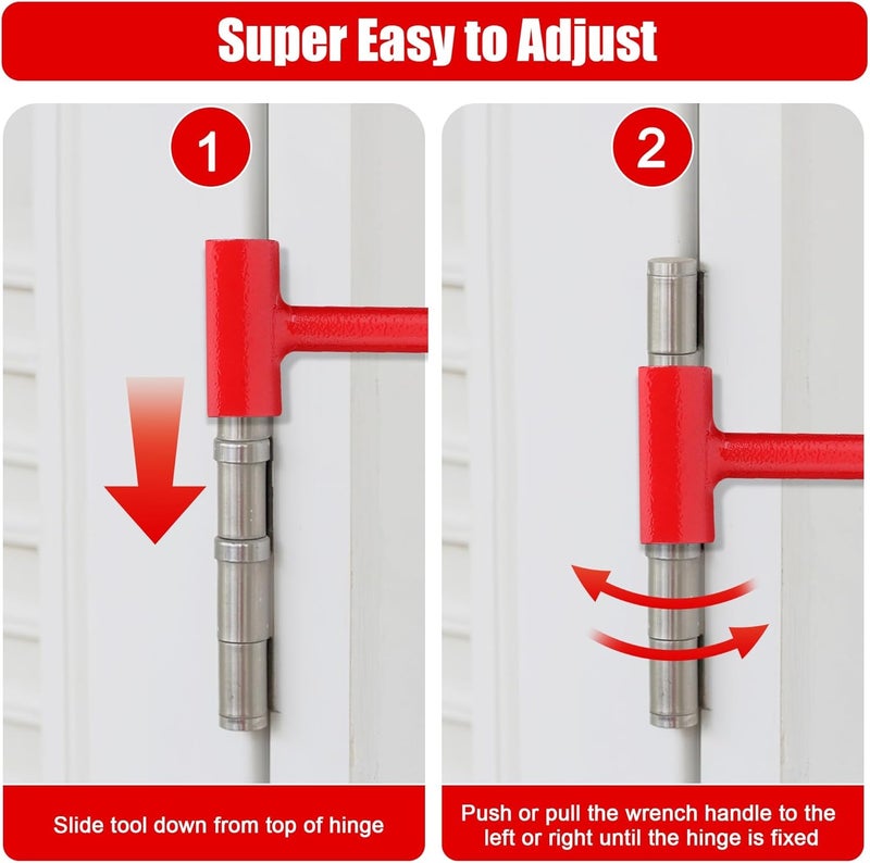 ASIEIT 4 in 1 Door Hinge Adjustment Tool, Multi-Size Hinge Gap Adjustment Wrench Tool Set for Round Bolt Standard Gauge 0.53-0.97 Inch, Stainless Steel Hinge Wrench with Rubber Handle for Repair - Image 4