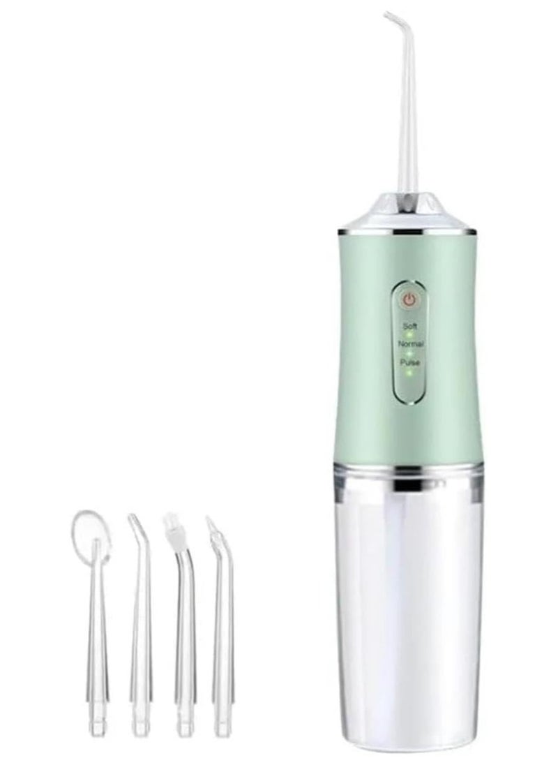 Denx Water Flosser Tooth Brush, Cordless 230mL Professional Oral Irrigator, 360° Nozzle Rotation, Hidden Charging Port, 4 Modes 4 Jet Tips, IPX7 Waterproof, Easy-to-Clean (Green)  - Image 1