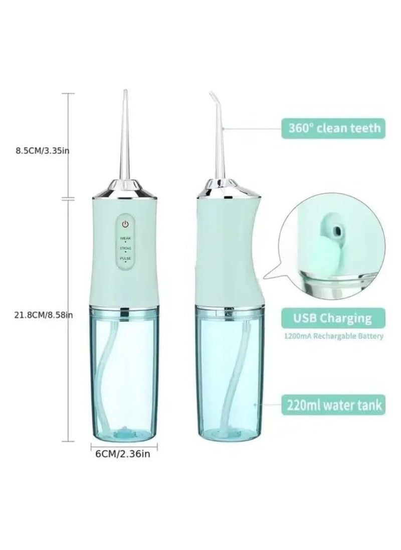 Denx Water Flosser Tooth Brush, Cordless 230mL Professional Oral Irrigator, 360° Nozzle Rotation, Hidden Charging Port, 4 Modes 4 Jet Tips, IPX7 Waterproof, Easy-to-Clean (Green)  - Image 2