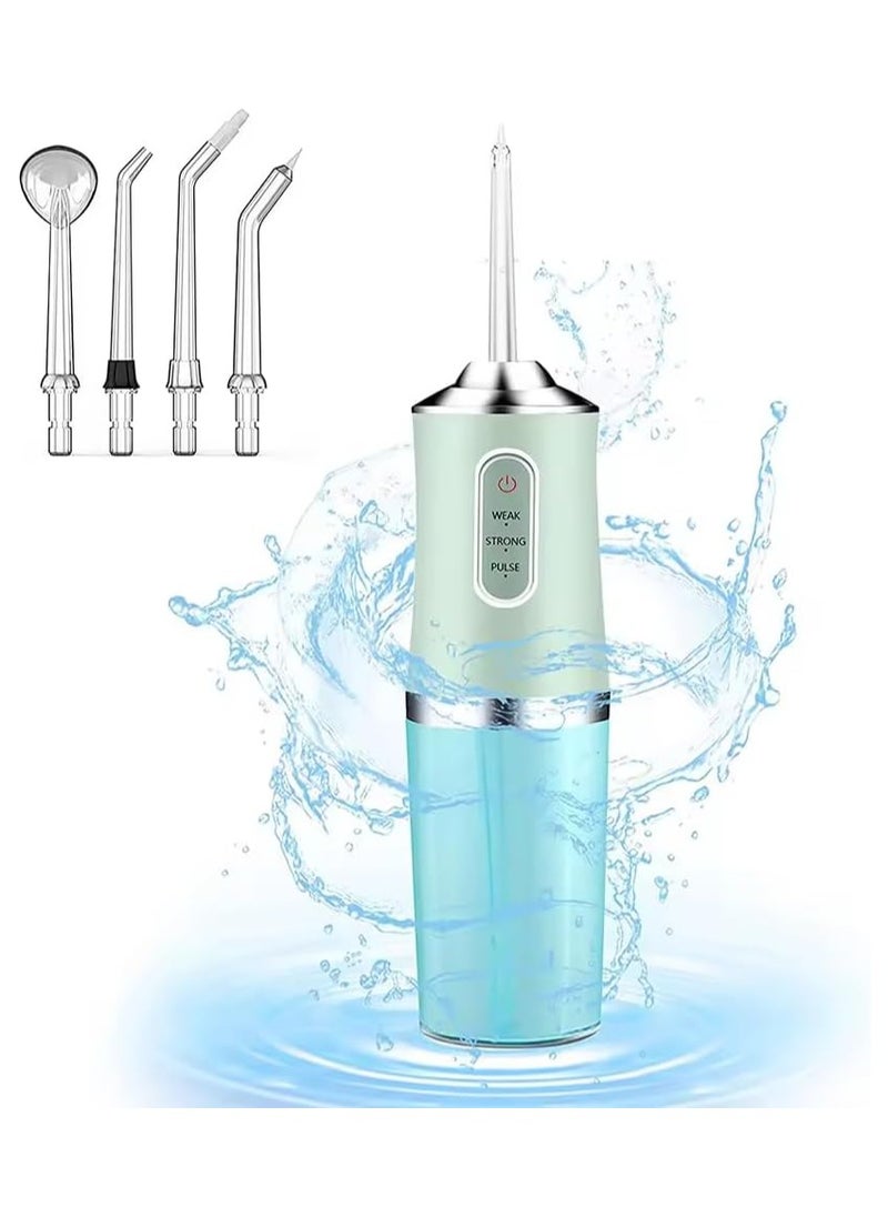 Denx - Water Flosser Tooth Brush, Cordless 230mL Professional Oral Irrigator, 360° Nozzle Rotation, Hidden Charging Port, 4 Modes 4 Jet Tips, IPX7 Waterproof, Easy-to-Clean (Green) - Image 1