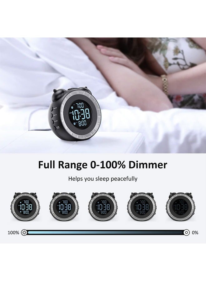 WINEENEE Loud Dual Alarm Clock with Bed Shaker - 0-100% Dimmer, Vibrating Alarm Clock for Heavy Sleepers or Hearing Impaired, Easy to Set, USB Charging Port, Snooze, Battery Backup - Image 3