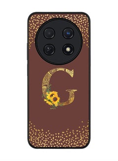 Stylizedd Rugged Black edge case for Huawei nova 12i 4G, Slim fit Flexible Thin Cover - Custom Monogram Initial Letter Floral Pattern Alphabet - G  (Brown )  - Image 1