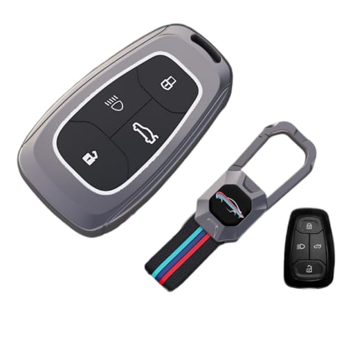 Contacts Metal Silicon Key Cover Compatible with Tata Nexon | Harrier | Safari | Altroz | Tigor | Punch | Tiago | All EVs 4 Button Smart Key Special Feature Visibility in Low-Light Condition - Image 1